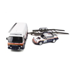Rallye Set - Volkswagen LT40 with Trailer and Porsche 911 SC RS Nr.4 Winner Rallye 1000 Pistes 1984, OttO mobile 1/18 scale