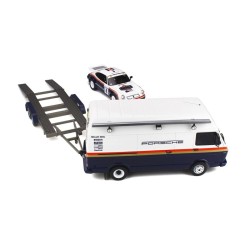 Rallye Set - Volkswagen LT40 with Trailer and Porsche 911 SC RS Nr.4 Winner Rallye 1000 Pistes 1984, OttO mobile 1/18 scale