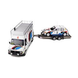 Rallye Set - Peugeot J5 with Trailer and Peugeot 205 T16 Nr.1 Winner Rally Monte Carlo 1985 model 1:18 OttO mobile OT328