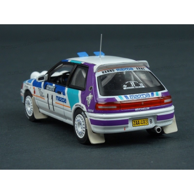 Otto Mobile 1:18 - Model car - Mazda 323 GTX #10 5th Rallye 1000 Lakes 1991 Mäkinen-Harjanne