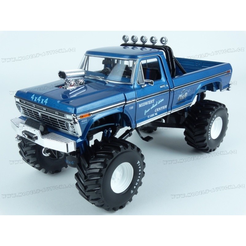 Ford F-250 Monster Truck Midwest Four Wheel Drive With 48 Inch Tires 1974, GreenLight 1/18 scale