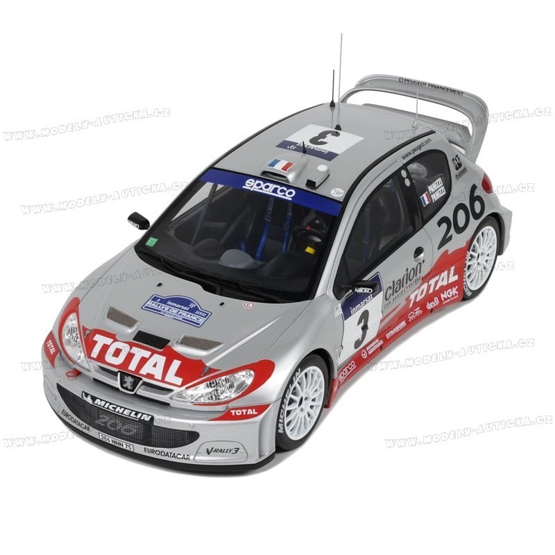 Peugeot 206 WRC Nr.3 Winner Tour de Corse 2002, OttO mobile 1/18 scale